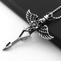 Die-Cast Feather Large Cross Pendant Men's