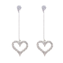 Long tassel full diamond love earrings