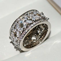 Over Zircon Ring Fashionable Electroplated Platinum