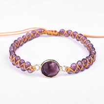 Bracelet With Faceted Amethyst Hand-woven