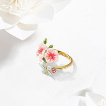 Eternal Love Hibiscus Flower Dragonfly Ring Special-interest Design