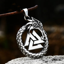 Stainless Steel Dragon Head Pendant Nordic Viking Folding Triangle