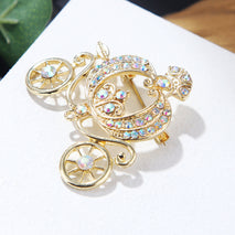 Lanhao Gray Guniang Pumpkin Car Brooch Fairy Tale Style Colorful Rhinestone