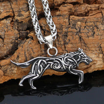 Wolf Stainless Steel Viking Pendant Necklace