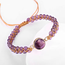 Bracelet With Faceted Amethyst Hand-woven