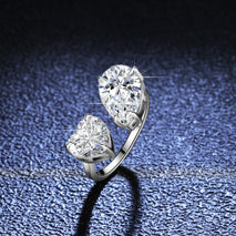 S925 Silver Moissanite Ring Women's Luxury Inlaid Special-shaped Heart