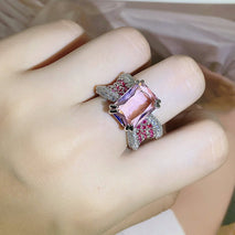 Women's Pink Diamond Ring With Personalized Opening