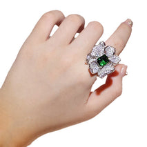 Special-interest Design Petal Flower Full Diamond Ring Opening