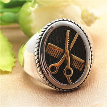 European And American Titanium Steel Scissors Ring Retro Trendy Men Punk