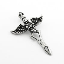 Die-Cast Feather Large Cross Pendant Men's