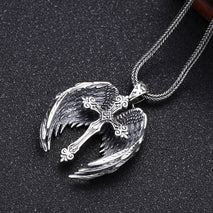 925 Sterling Silver Wings Cross Pendant