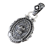 Sterling Silver Niche Retro Old Crown Oval Card Pendant Women