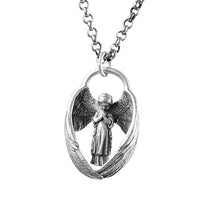 S925 Silver Carved Angel Pendant Fashion Retro Women's