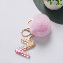 Hair Ball Pendant 26 English Letters Epoxy Keychain