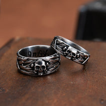 Skull Couple Ring Vintage Old Domineering Men's Cross Stainless Steel Ring